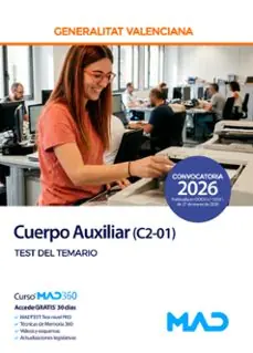 Compra Ahora CUERPO AUXILIAR (C2-01). GENERALITAT VALENCIANA. TEST DEL TEMARIO